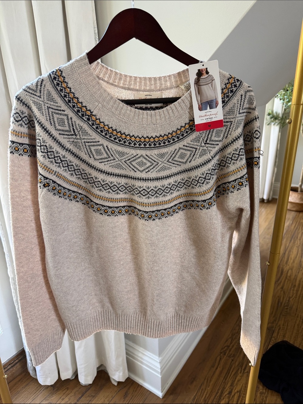 Weatherproof Vintage Cream Fair Isle Crewneck Sweater